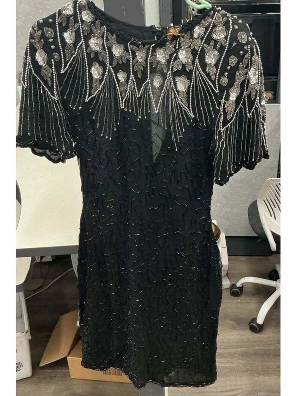 Vintage 1980s-1990s Black silk cocktail dress